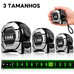 Trena Fita Métrica Profissional Fluorescente 5m 7,5m 10m Fita 25mm com Trava Automática