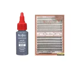 Conjunto de Cola 30ml + Caixa Com Cílios postiços 6D MINK NEW SHOW - 240 Tufinhos Sem Nó