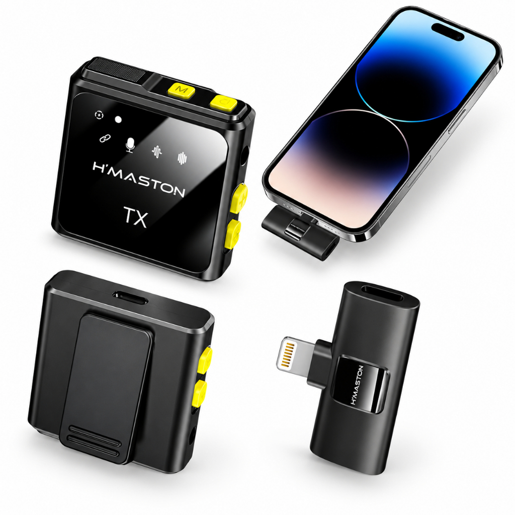 Microfone Lapela Duplo Hmaston Mk12 Entrada Lightning iPhone