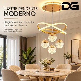 (110V-220V) 3 Cores Lustre de Teto LED Luxo Escandinavo para Sala e Jantar Bivolt quarto moderno O16