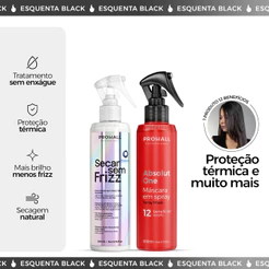 Kit Secar Sem Frizz + Absolut One 12 Benefícios Proteção Térmica e Brilho Prohall