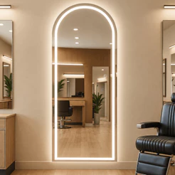Espelho Lopazzi Base Reta Corpo Inteiro com Led Touch Jateado Bivolt Polido Quente Frio 170x70cm Decoração