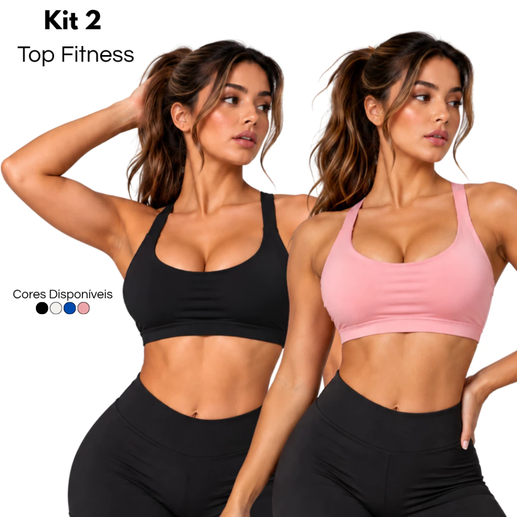 Kit 2 Top Academia Feminino com Bojo Removível Roupa Fitness
