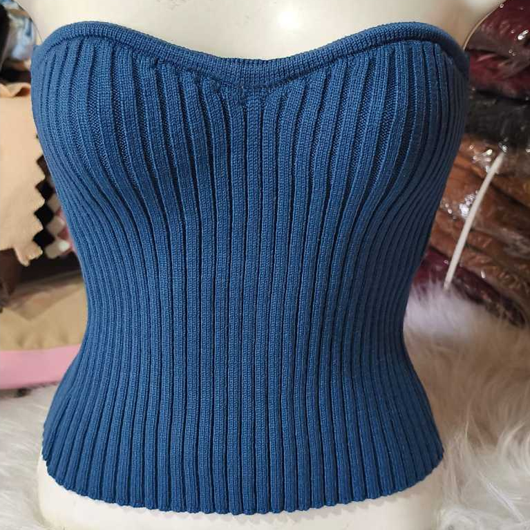 Top Cropped Tomara Que Caia Tricô Modal Canelado Feminino Tendência