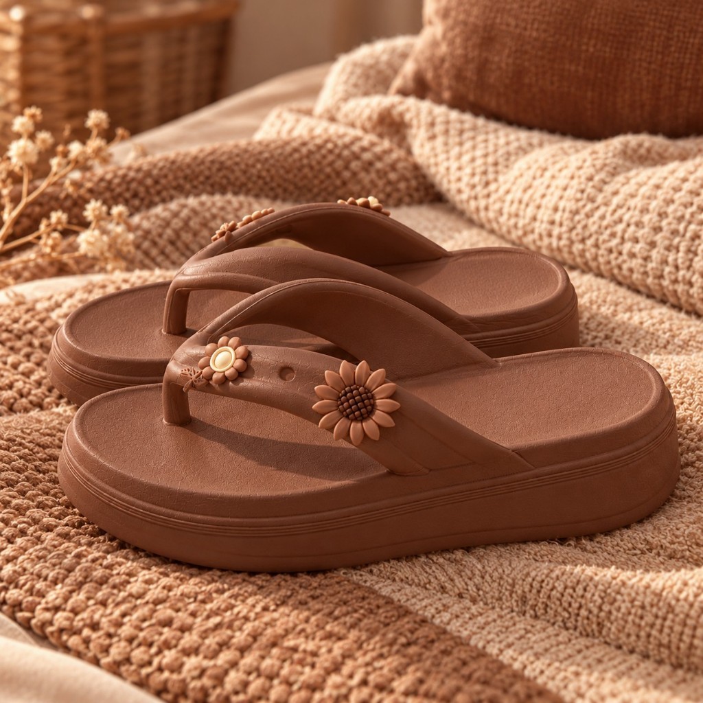 Chinelo Slide Feminino Plataforma Anatômico em EVA Macio Leve Confortável Solado Alto Antiderrapante Modelo 2607