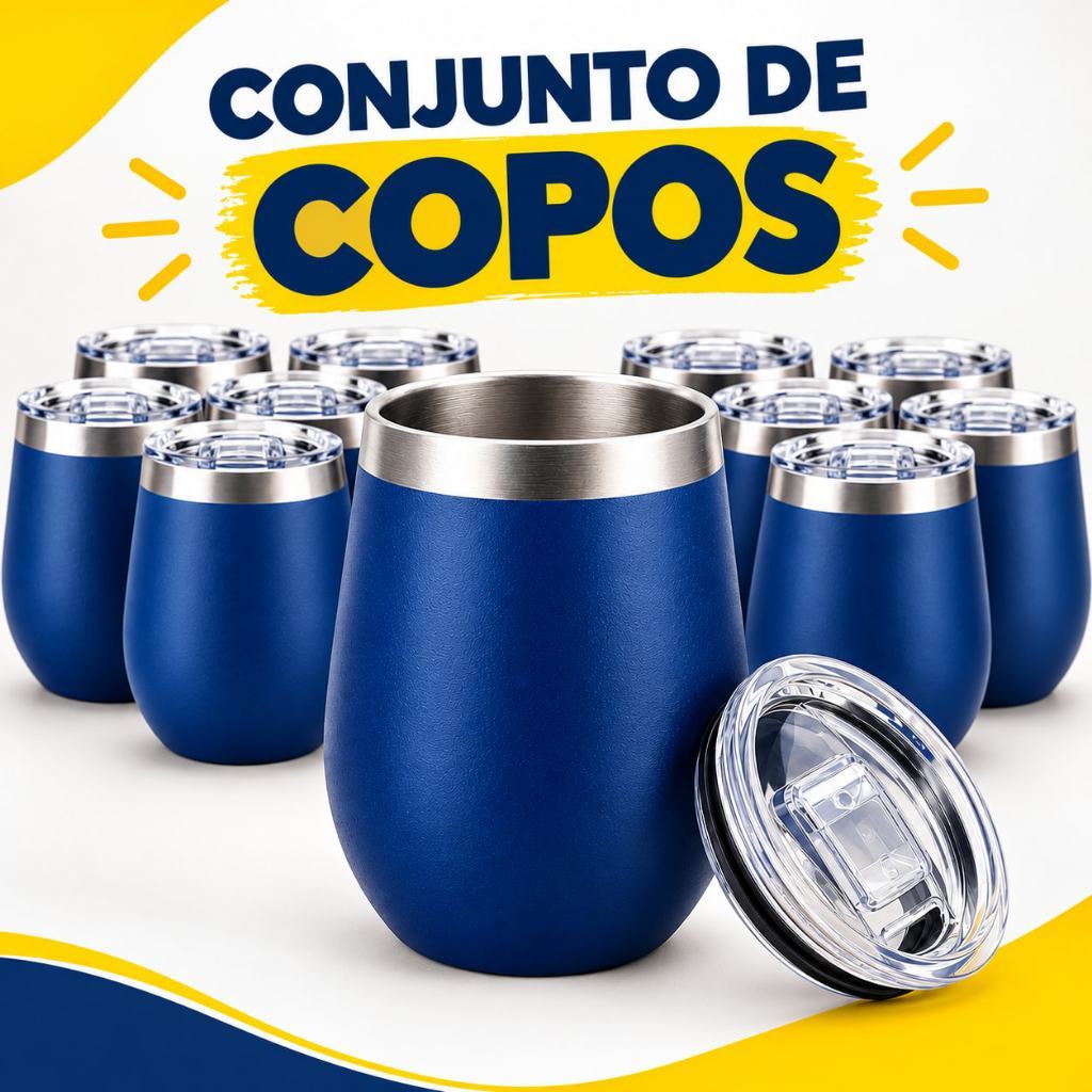 Kit Copos Cuias Térmicas Personalizadas Inox 360ml com Tampa para Chimarrão Tereré Presente