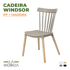 Cadeira Polipropileno Windsor Pés Madeira Design Moderno e Confortável Sala Jantar Cozinha