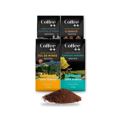 Kit 4 Café Especial Moído Coffee Mais Chapada de Minas, Clássico, Sul de Minas e Cerrado Mineiro 100% Arábica - 4x250g