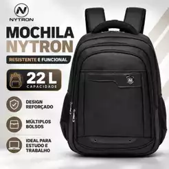 Mochila Executiva Masculina Trabalho Reforçada Resistente Nytron Alça Cabo de Aço 22L