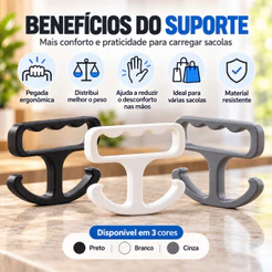 Suporte Pegador de Sacolas Alça Porta Compras Ergonômico Carregador Suporte Confortável Não machuca