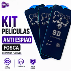 KIT 3 Películas IPhone Fosca Privacidade Cerâmica Para Todos Modelos de IPhone Frontal 3D/9D - Opção Kit 2