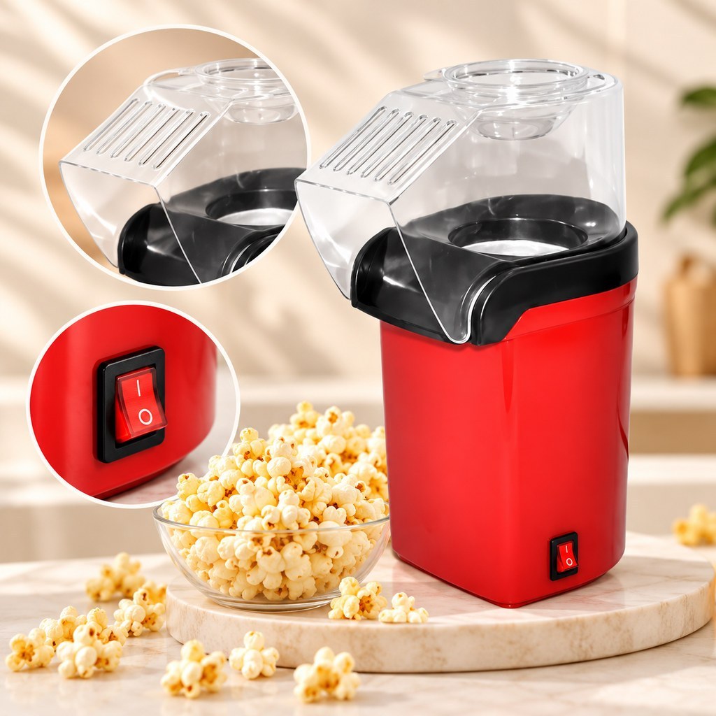 Pipoqueira Elétrica 110V Sem Óleo Popcorn Maker Máquina de Fazer Pipoca Rápida Prática para Casa