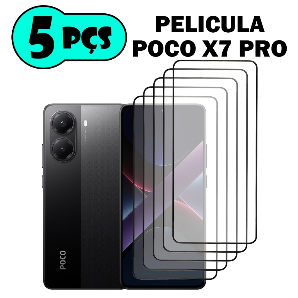 Kit Com 5 Películas de vidro 3D Para Xiaomi Poco X7 Pro