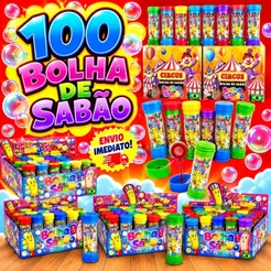 Kit 100 Bolha Bolinha De Sabão Com Liquido Lembracinha Festa Decoração Aniversario Prenda Quermesse