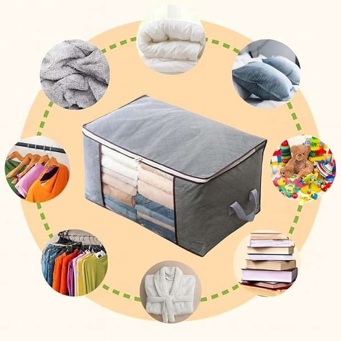 KIT caixa Saco Organizador para Edredom e Cobertor Grande com Visor e Zíper Proteção contra Poeira Umidade e Insetos — imagem 2 de 2