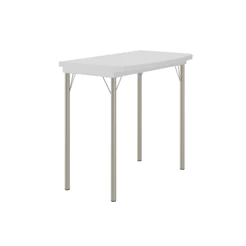 Mesa Dobrável Tampo Branco Tubos Prata 216 Carraro
