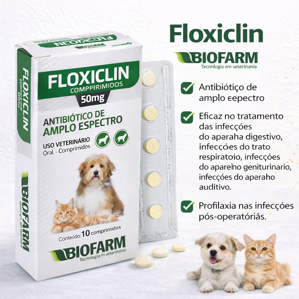 Antibiótico Amplo Espectro Floxiclin Comprimido 50 Mg em Oferta na Shopee