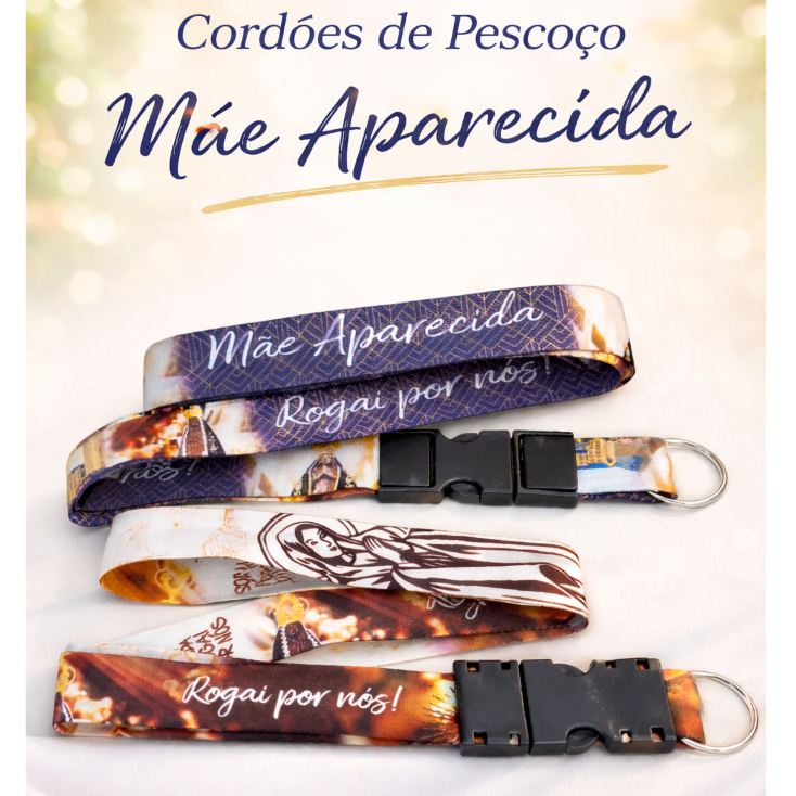 Cordão Pescoço Nossa Senhora Aparecida Religioso catolico engate para Crachá e Chaves chaveiro em Oferta na Shopee