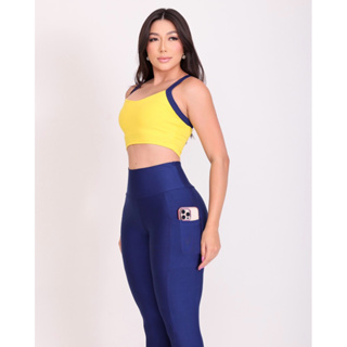 Conjunto Fitness Calça Com Bolso Feminino Corrida Academia Zero Transparência em Oferta na Shopee