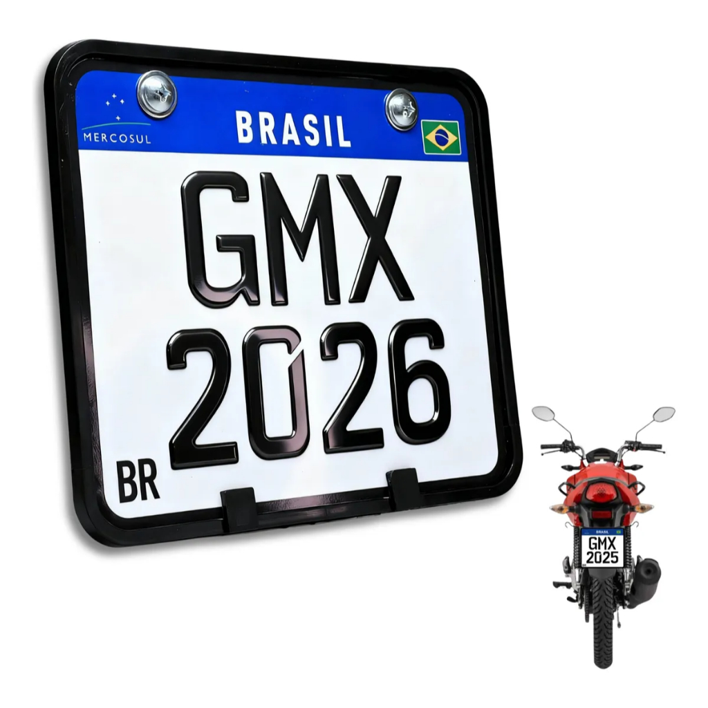 Suporte Protetor De Placa Moto Modelo Novo Plástico + Parafusos Porcas Arruelas