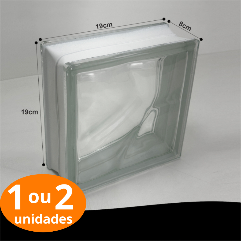 Tijolo Bloco de Vidro 1 OU 2 unidades Transparente 19x19 Ondulado — Estilo e luz para sua obra!