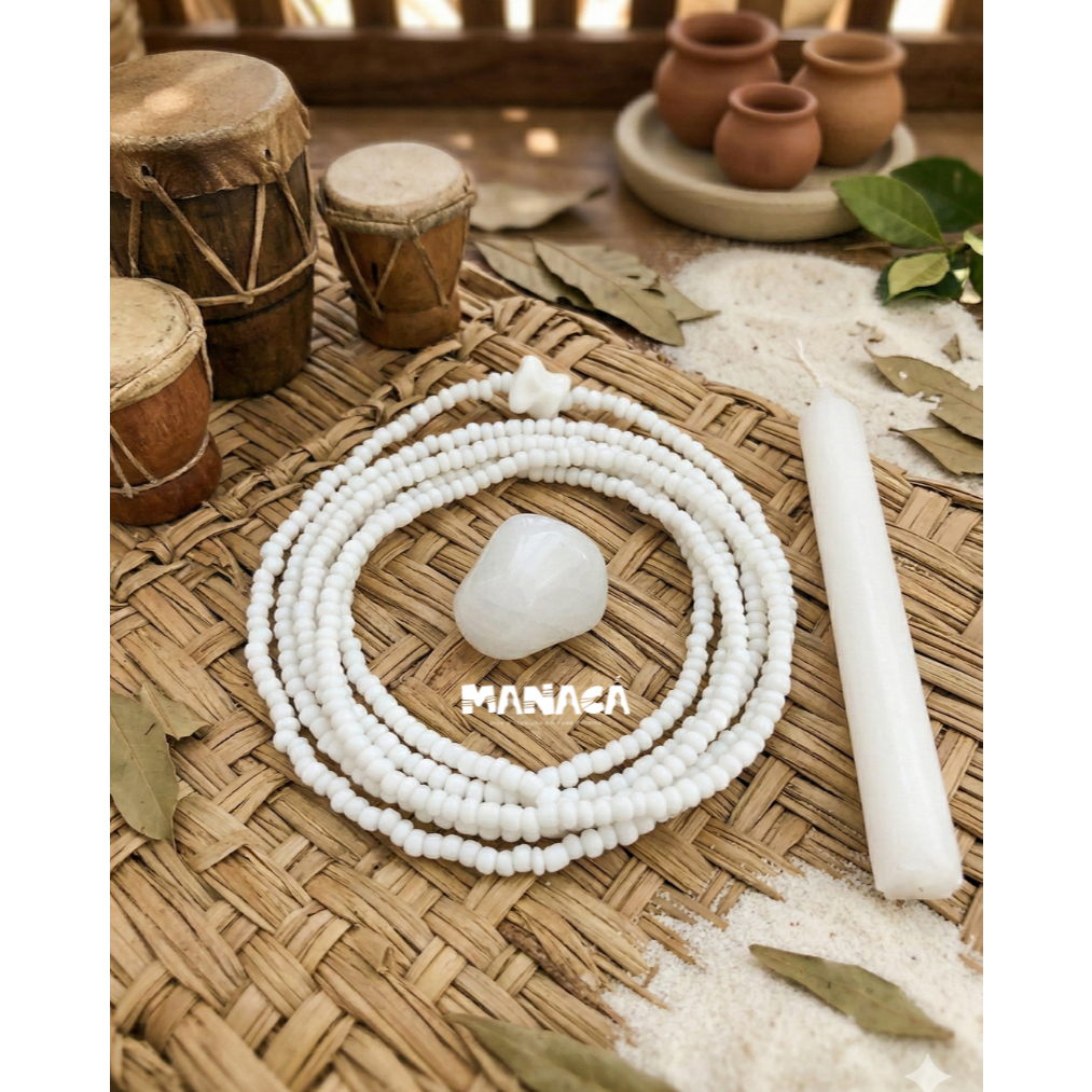 Kit Oxalá – Guia Branca + Quartzo Branco + Vela Branca | Umbanda e Candomblé em Oferta na Shopee