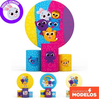 Capa de Cilindro + Painel Redondo Bolofofos Decoração Festa Aniversário Infantil Sublimado - Licenciado
