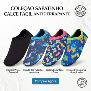 Sapatinho Calce Fácil Meia Sapatilha Antiderrapante  Confortável e Macio para Primeiros Passos e Brincadeiras em Oferta na Shopee