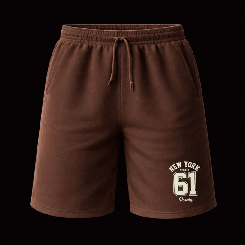 Bermuda Moletom Masculina New York 61 Varsity Algodão Confortável Casual Envio Imediato