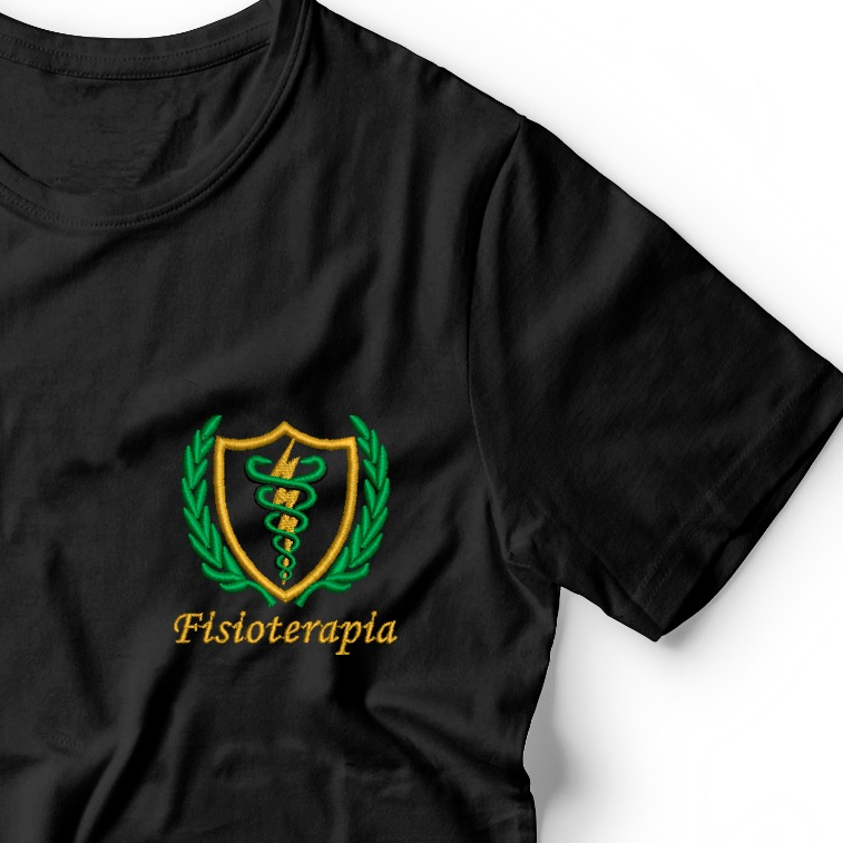 Camisa Fisioterapia Mod 2 Bordada Faculdade Fisioterapia Simbolo Malha PV Antipilling T-shirt Camiseta