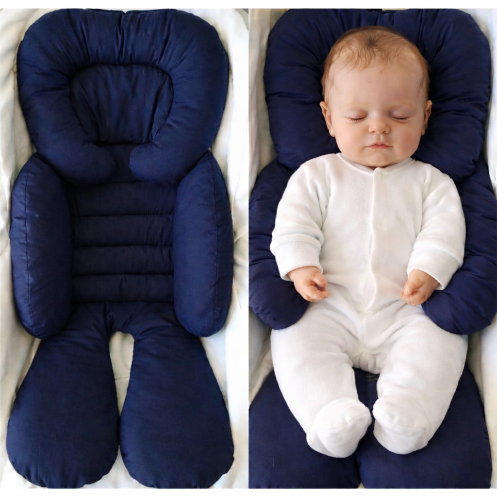 Colchonete Redutor Almofada para Bebê Conforto Apoio de Corpo Acolchoado Macio Microfibra Marinho