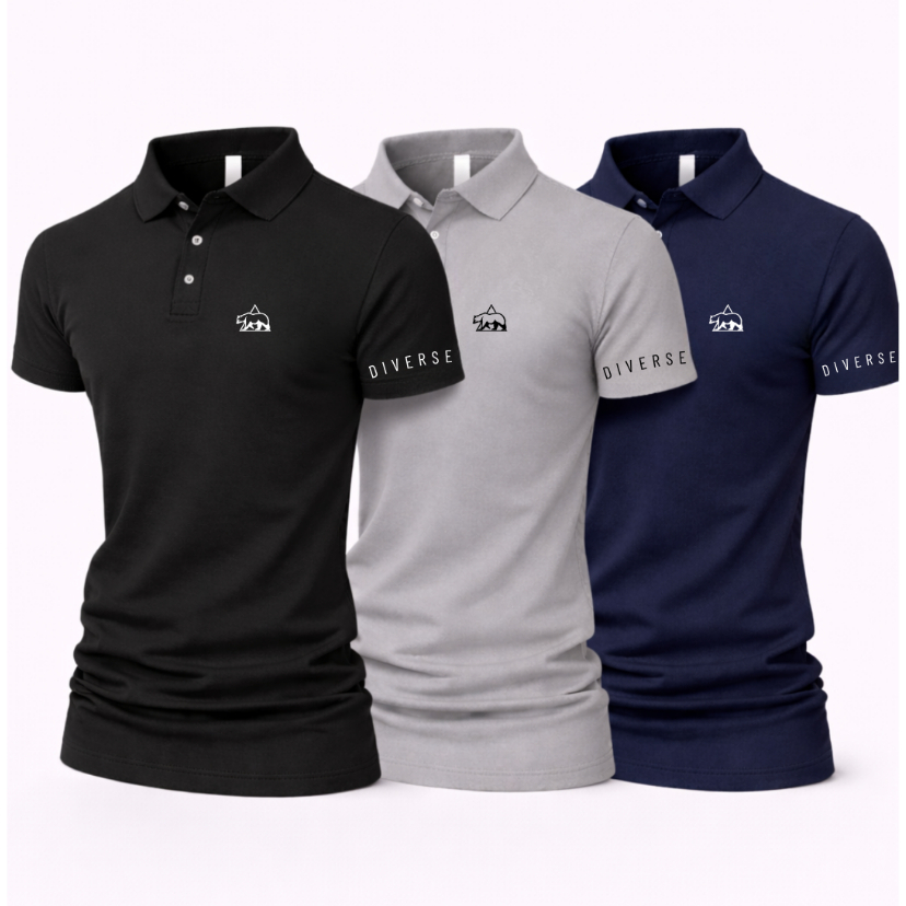 Camisa Polo Kit 3 Peças DIVERSE Feito em Piquet