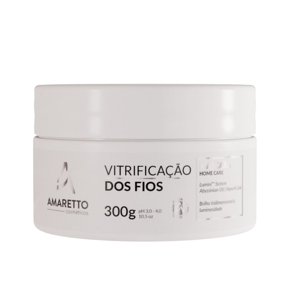 Máscara Vitrificação Dos Fios Brilho Intenso Tratamento 300g Amaretto Cosméticos