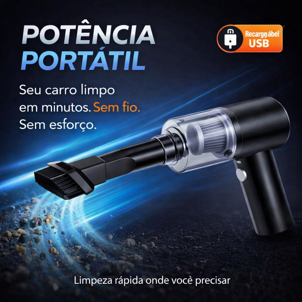 Aspirador Automotivo Portátil Recarregável Sem Fio Potente Mini Aspirador Carro Bivolt Premium
