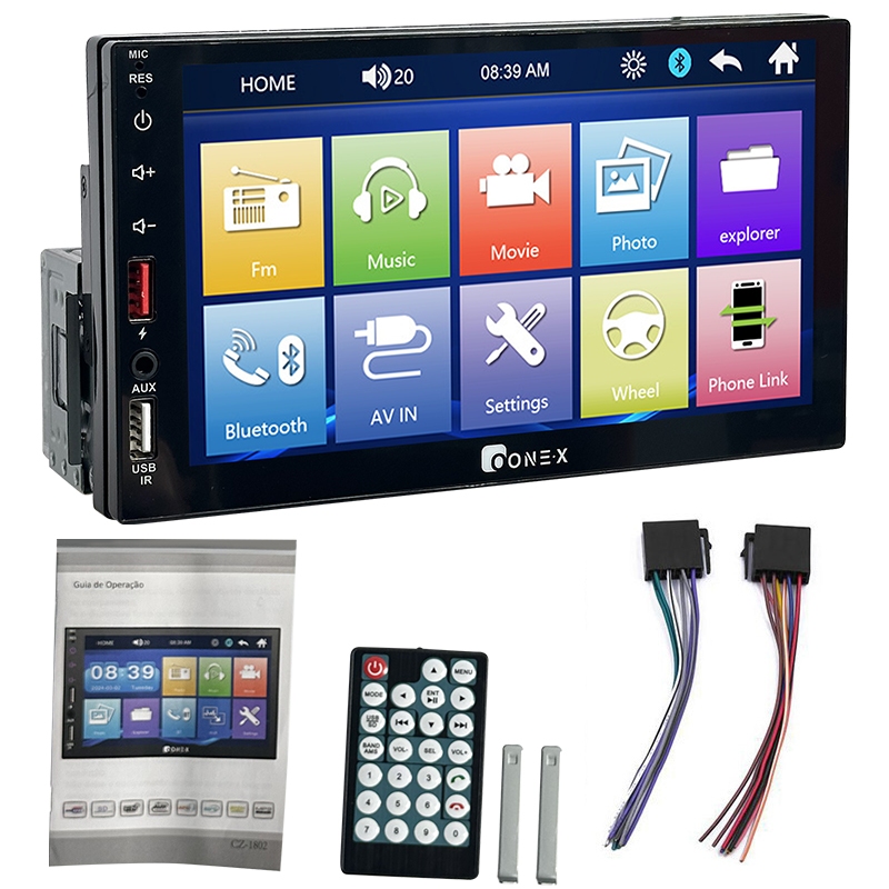 Central Multimidia Mp5 1 Din Ford Ecosport Multimídia  Automotiva 7 Polegadas USB/AUX/TF Com Mirrorlink Touch Screen
