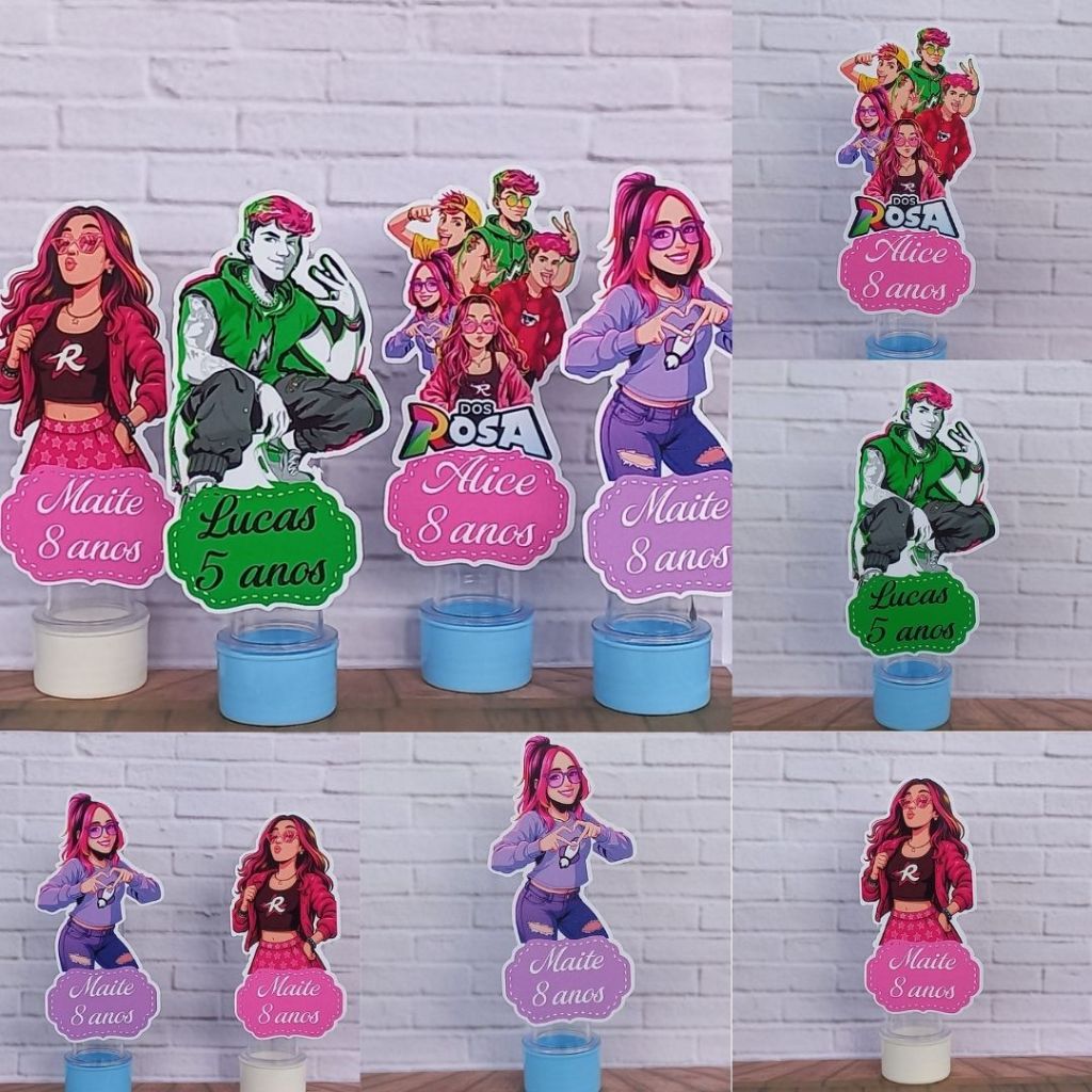 Kit Aplique 3D para Tubete - Emilly vick - Personalizado - Lembrancinha Aniversário Infantil/ Decoração de mesa