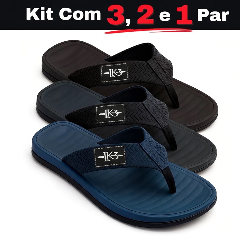 Kit Com 3, 2 Ou 1 Par Chinelo Masculino Antiderrapante Sandália Masculina Chinelo Mascolino em Oferta na Shopee