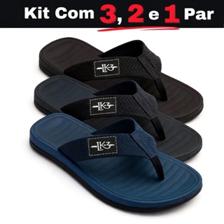 Kit Com 3, 2 Ou 1 Par Chinelo Masculino Antiderrapante Sandália Masculina Chinelo Mascolino em Oferta na Shopee