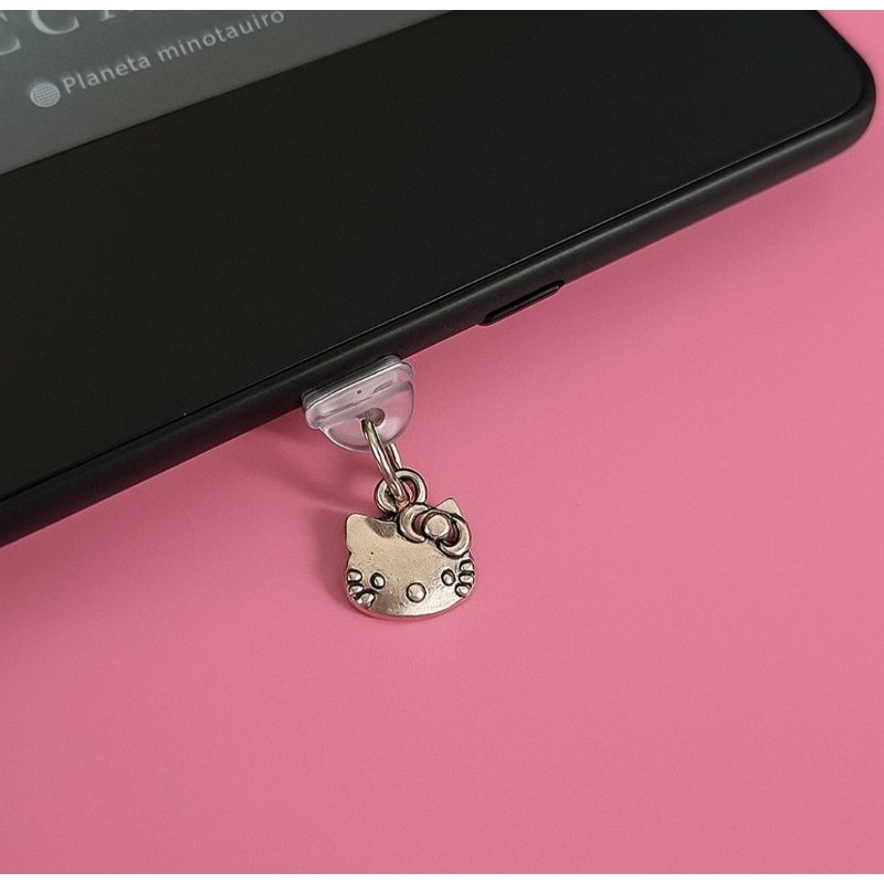 Plug Anti Poeira com Pingente Charm gatinha – Para Kindle, Tablet e Celular Tipo C