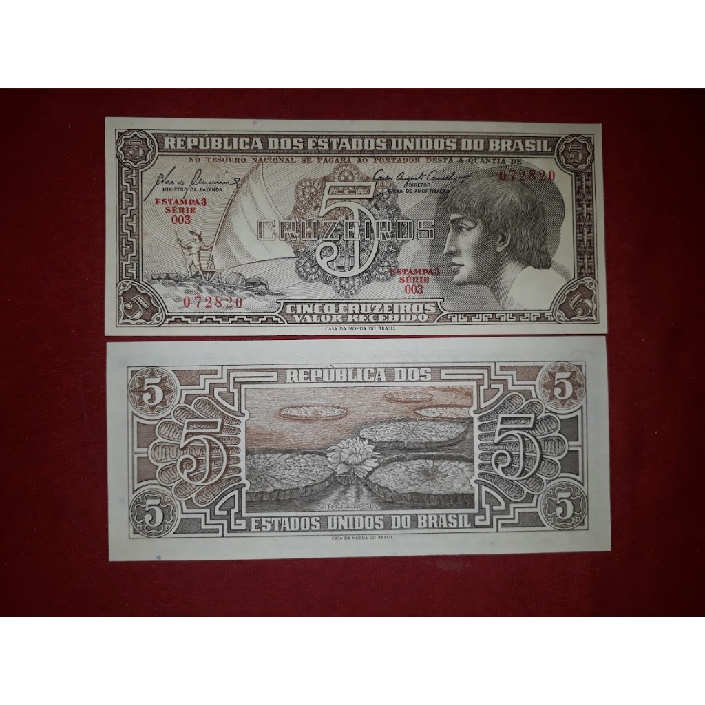 Cedula C 111 5 Cruzeiros 1962 Indio Serie 003 - Flor de Estampa em Oferta na Shopee
