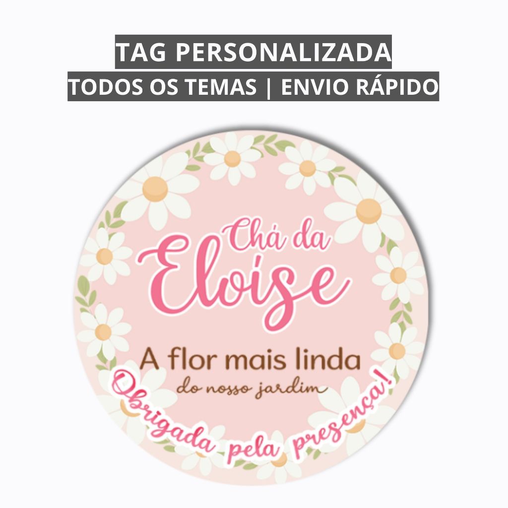 60 ou 120 Tags Personalizadas Margaridas | Lembrancinha Festa Floral | Fazemos Qualquer Tema em Oferta na Shopee