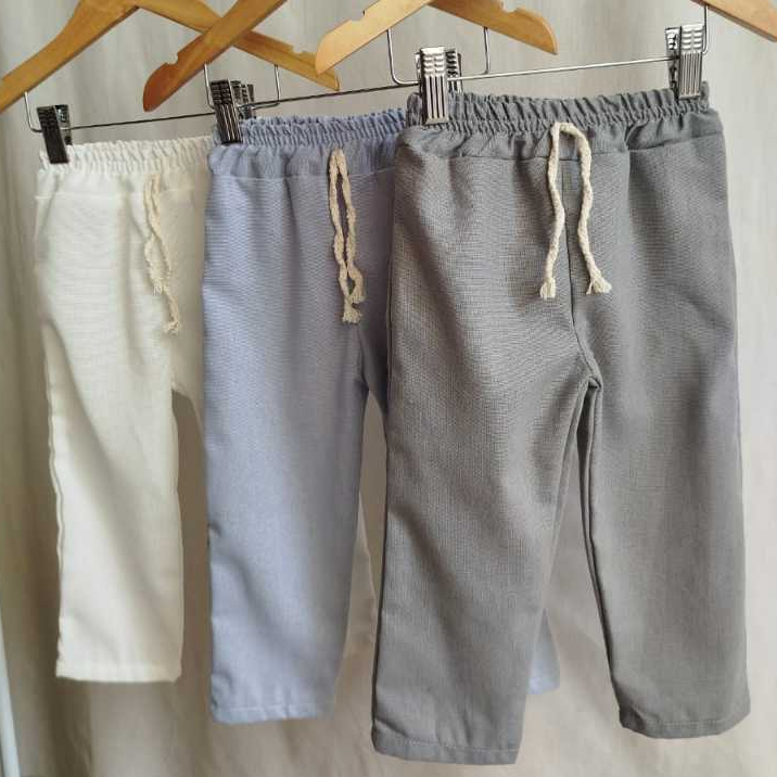 Calça de linho infantil bebê 1,2,4,6,8 anos