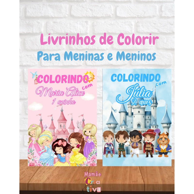 Livrinhos de colorir Personalizado Princesas e Principes Cute baby lembrancinha aniversário