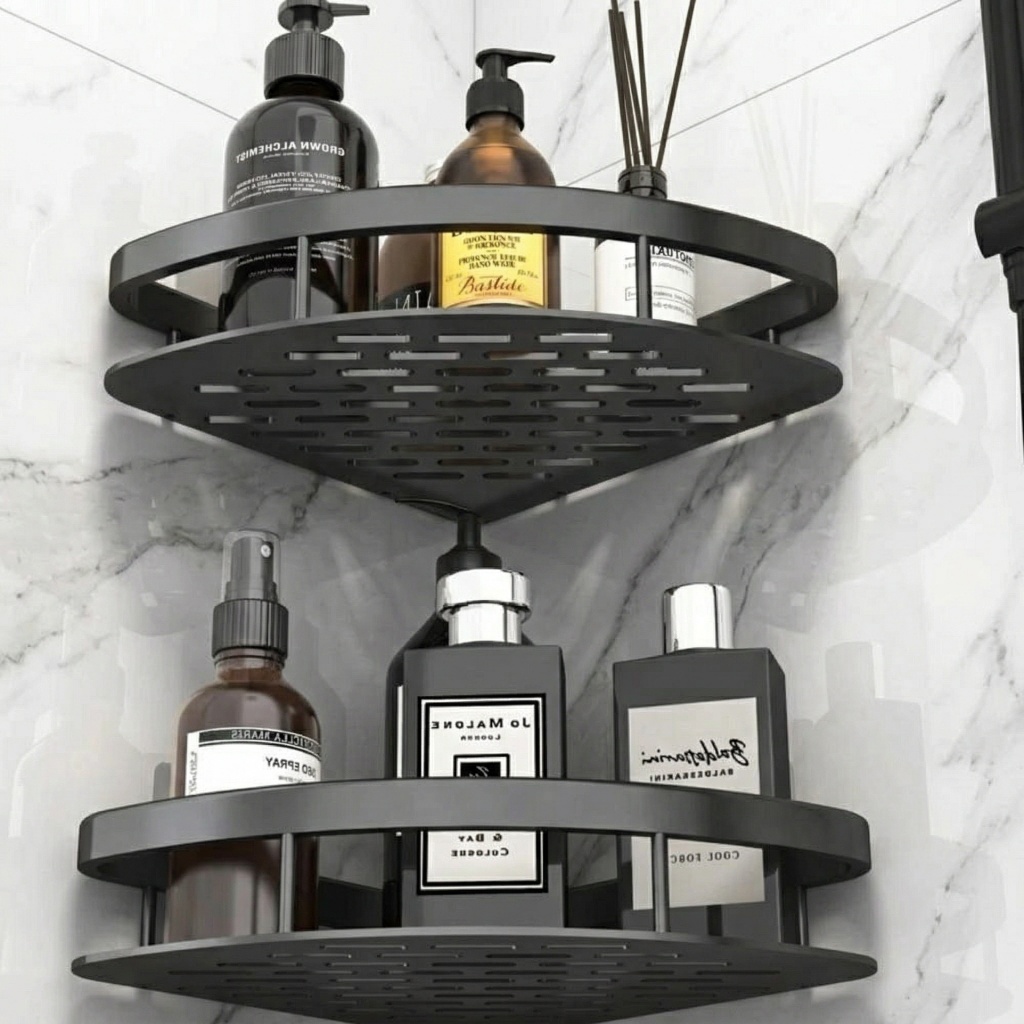 Prateleira Banheiro Sem Furo Alumínio Premium | Suporte Shampoo Sabonete | Fixação Adesiva em Oferta na Shopee