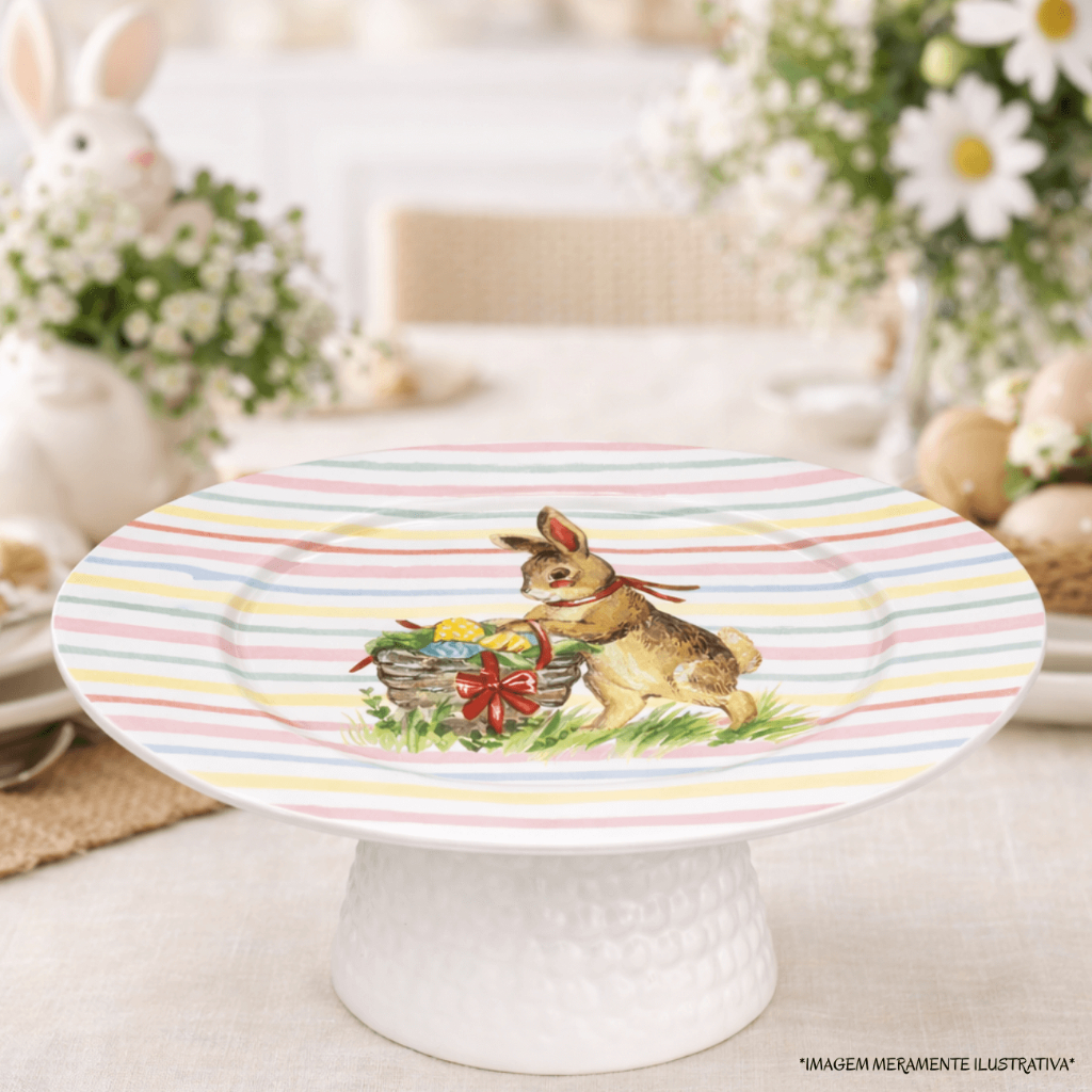 Boleira Prato Alto Páscoa Decoração Cerâmica Coelho Doces Sobre Mesa em Oferta na Shopee
