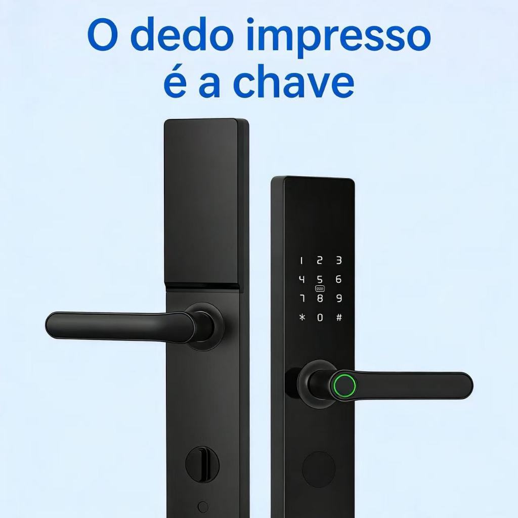 Fechadura Biométrica Digital para Porta com Senha, Cartão e Impressão Digital | Ideal para Casa