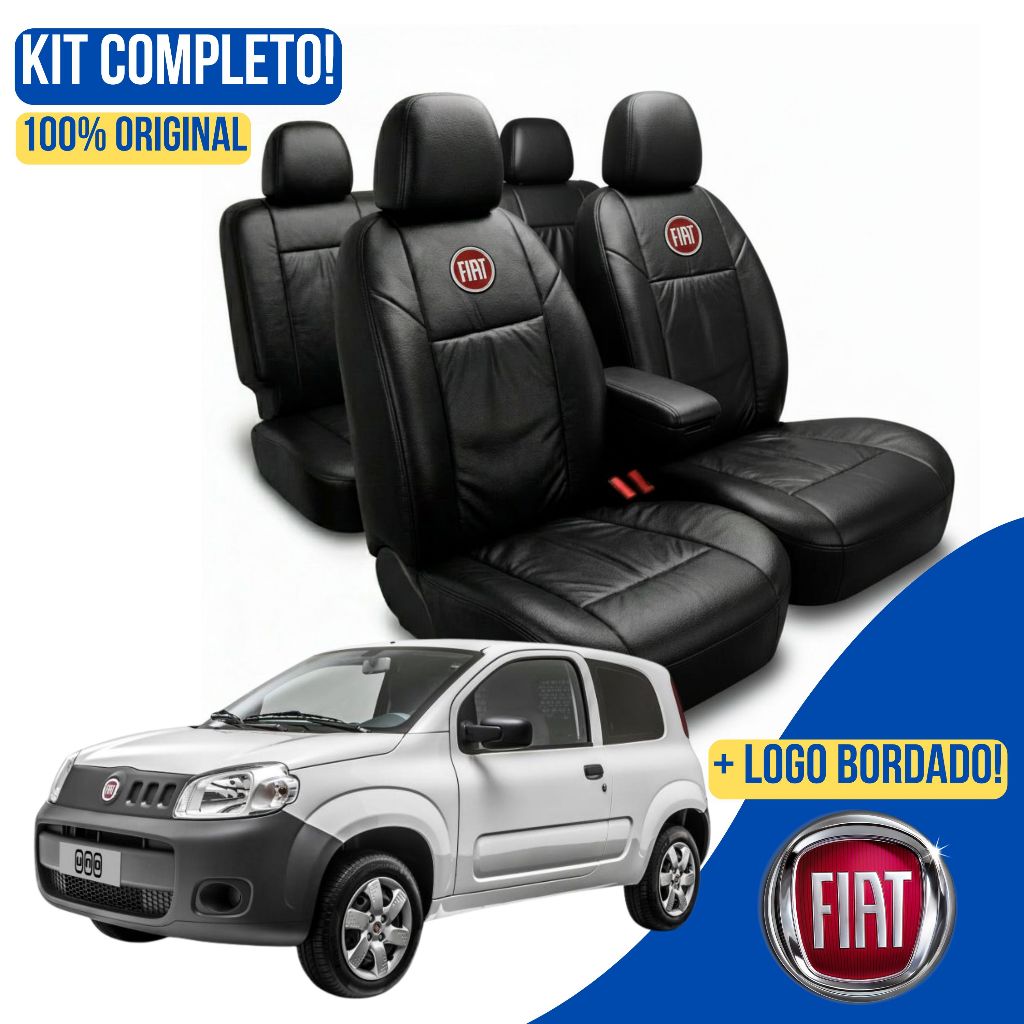 Kit CAPA DE BANCO FIAT NOVO UNO Courino Automotivo Completo Carro Preto Universal Todos Anos