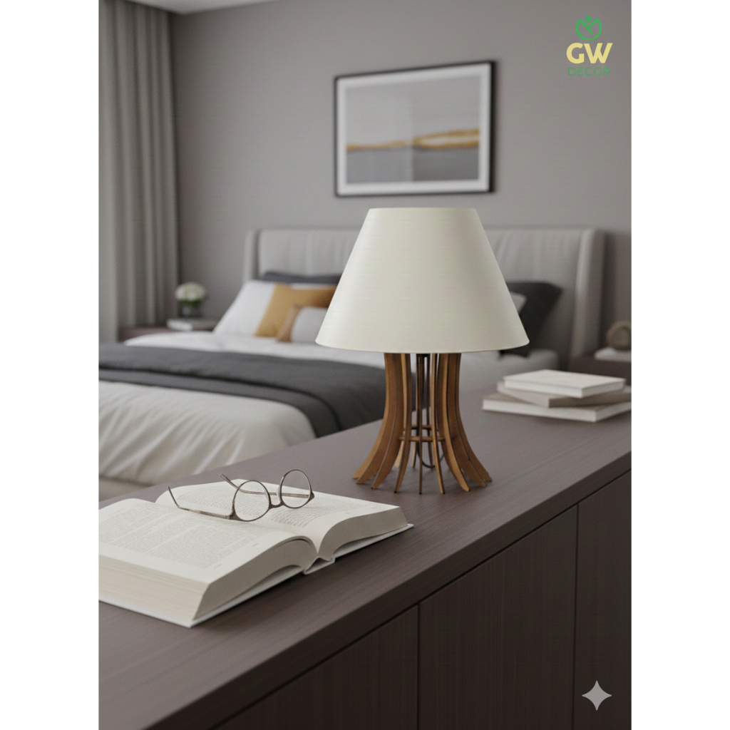Kit 3 Iluminaria De Mesa Abajur De Madeira Para Criado Cabeceira De Cama Mesas Aparadores