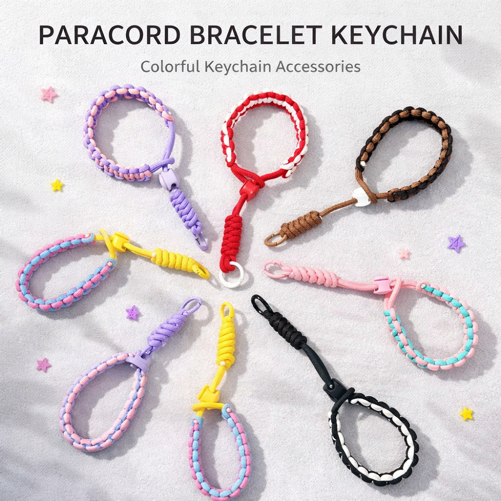 Cordão para Celular Alça Pulseira em Paracord Mini Colorido Estilo Fofo Ajustável
