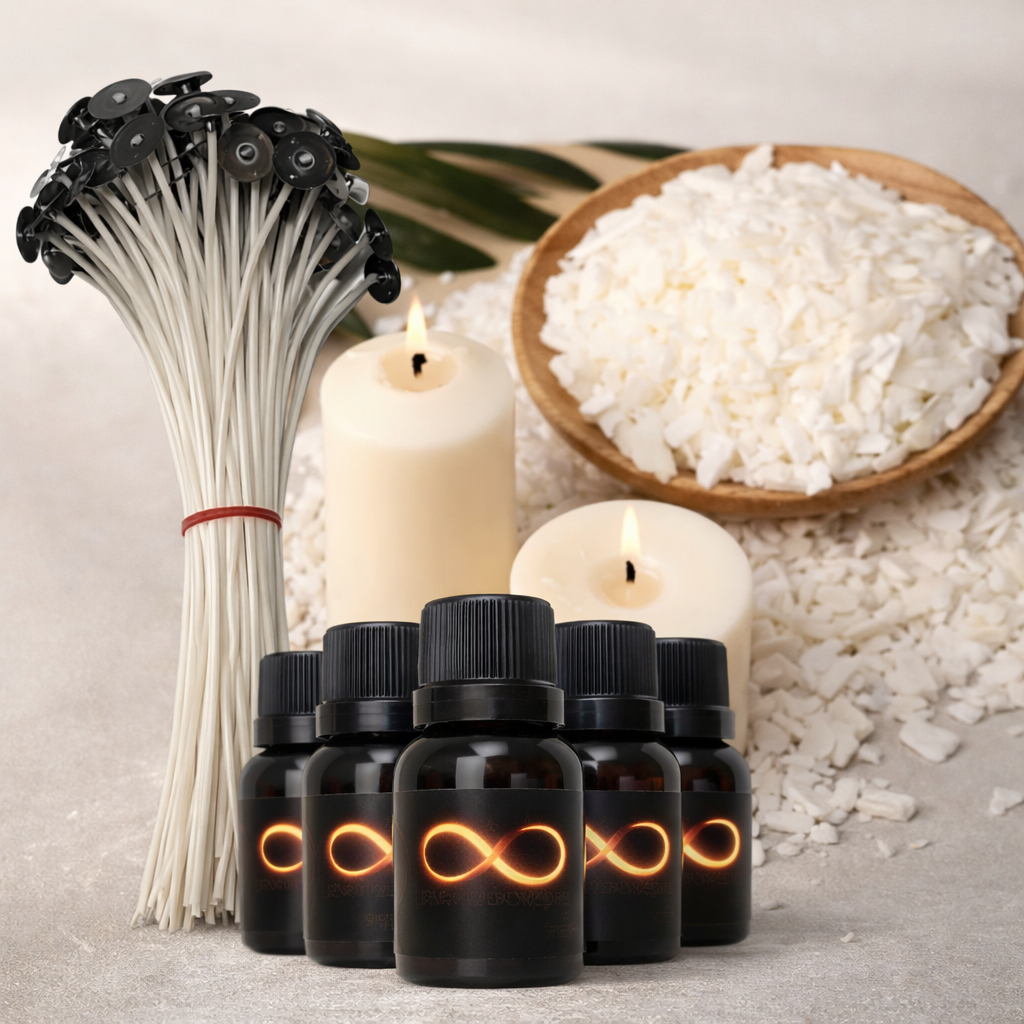 Kit Cera de Coco + Pavio 18 cm A2030 + Essência p/ Velas Aromaticas
